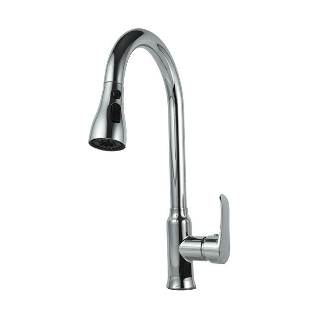 Chrome High Arc Kitchen Sink Faucet With Pull-Down Sprayer