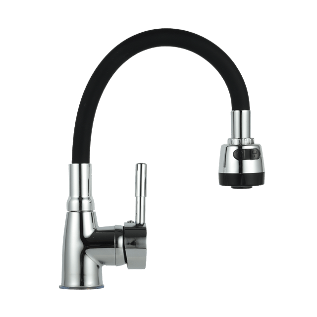 360 Rotating Kitchen Basin Polished Chrome Black Cold And Water Mixer Tap