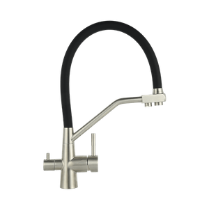 Kitchen Water Filter Crane Dual Spout Mixer 360 Degree Rotation Water Purification Sink Tap