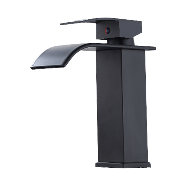 Modern Matte Black Waterfall Bathroom Sink Faucet
