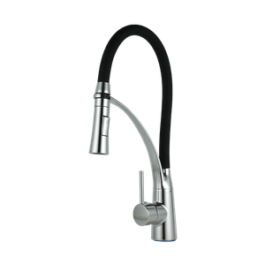 Modern Black Rubber Neck Pull-Down Sprayer Kitchen Sink Faucet